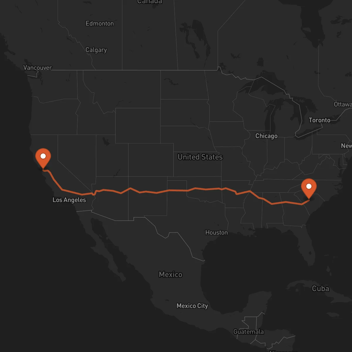 Ruta Oakland - Columbia