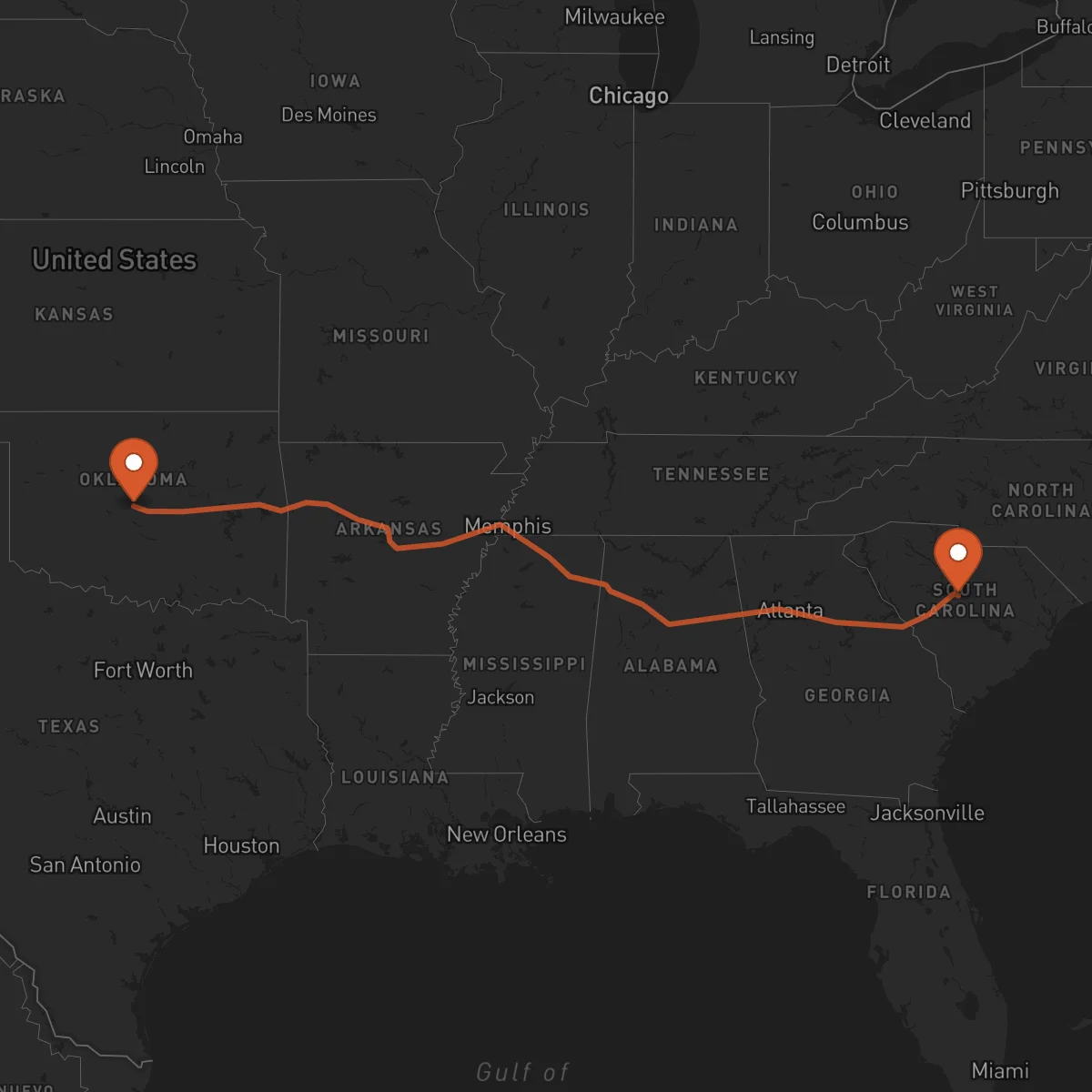 Ruta Oklahoma City - Columbia