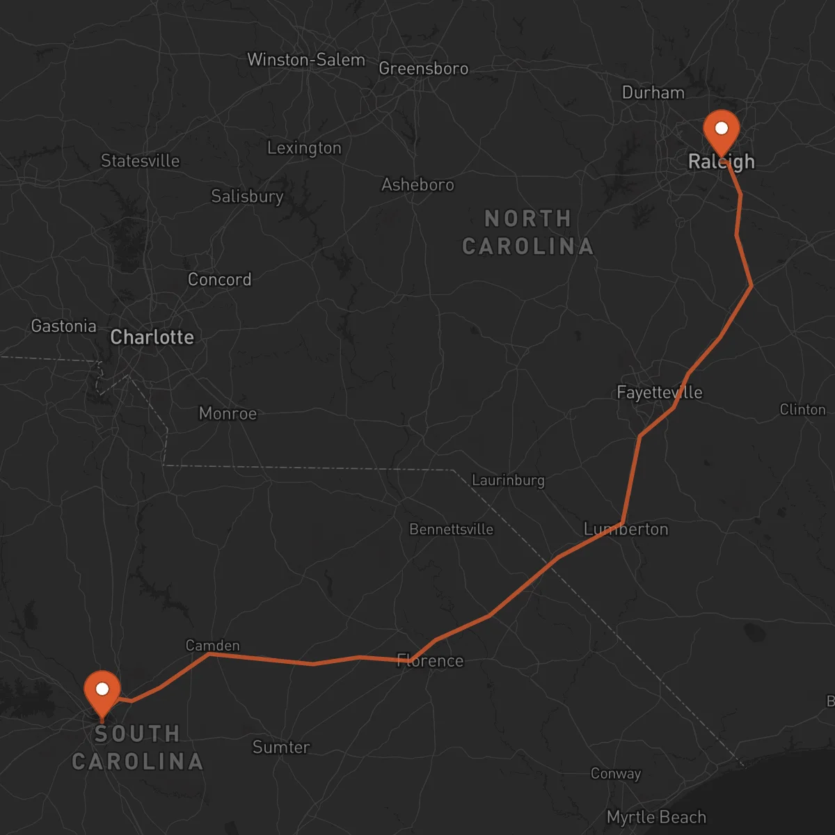 Ruta Raleigh - Columbia