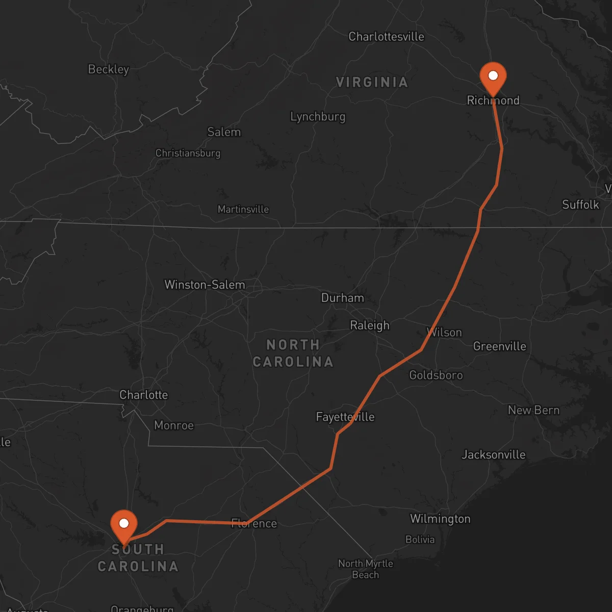 Ruta Columbia - Richmond