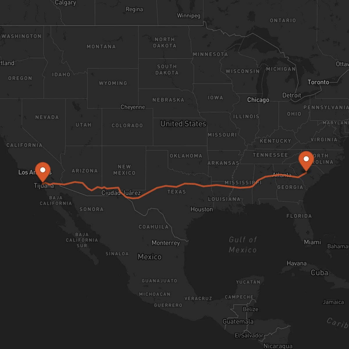 Ruta Columbia - San Diego