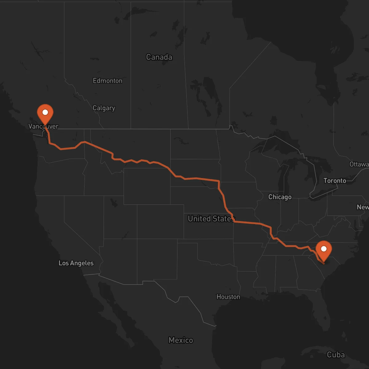 Ruta Surrey - Columbia