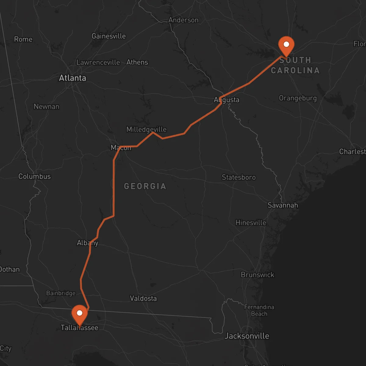 Ruta Tallahassee - Columbia