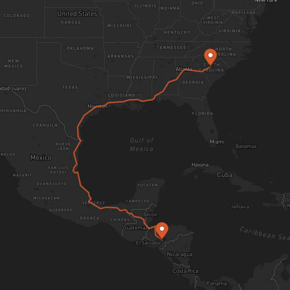 Ruta Columbia - Tegucigalpa