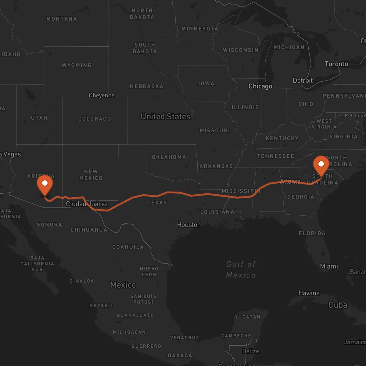 Ruta Columbia - Tucson