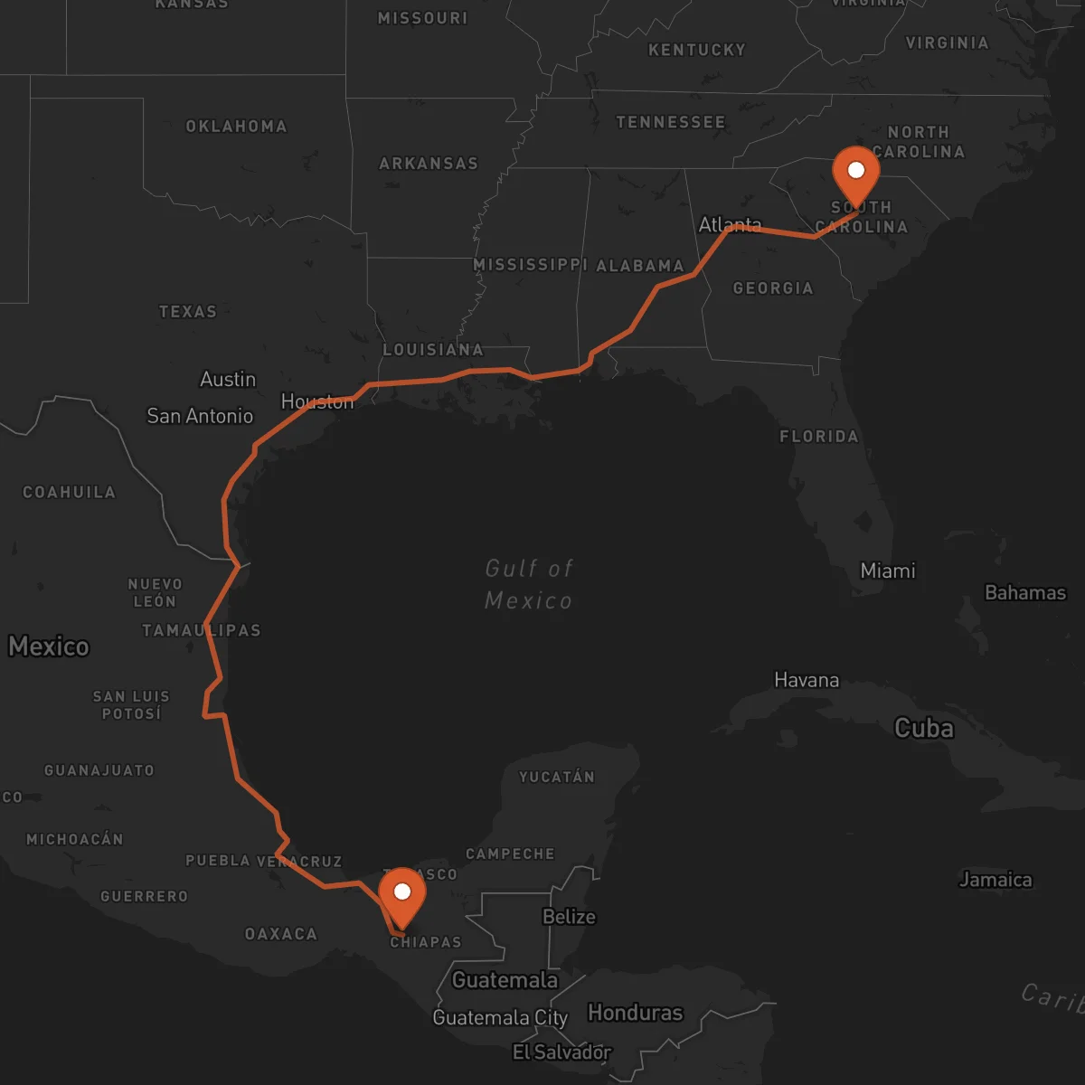 Ruta Columbia - Tuxtla Gutiérrez