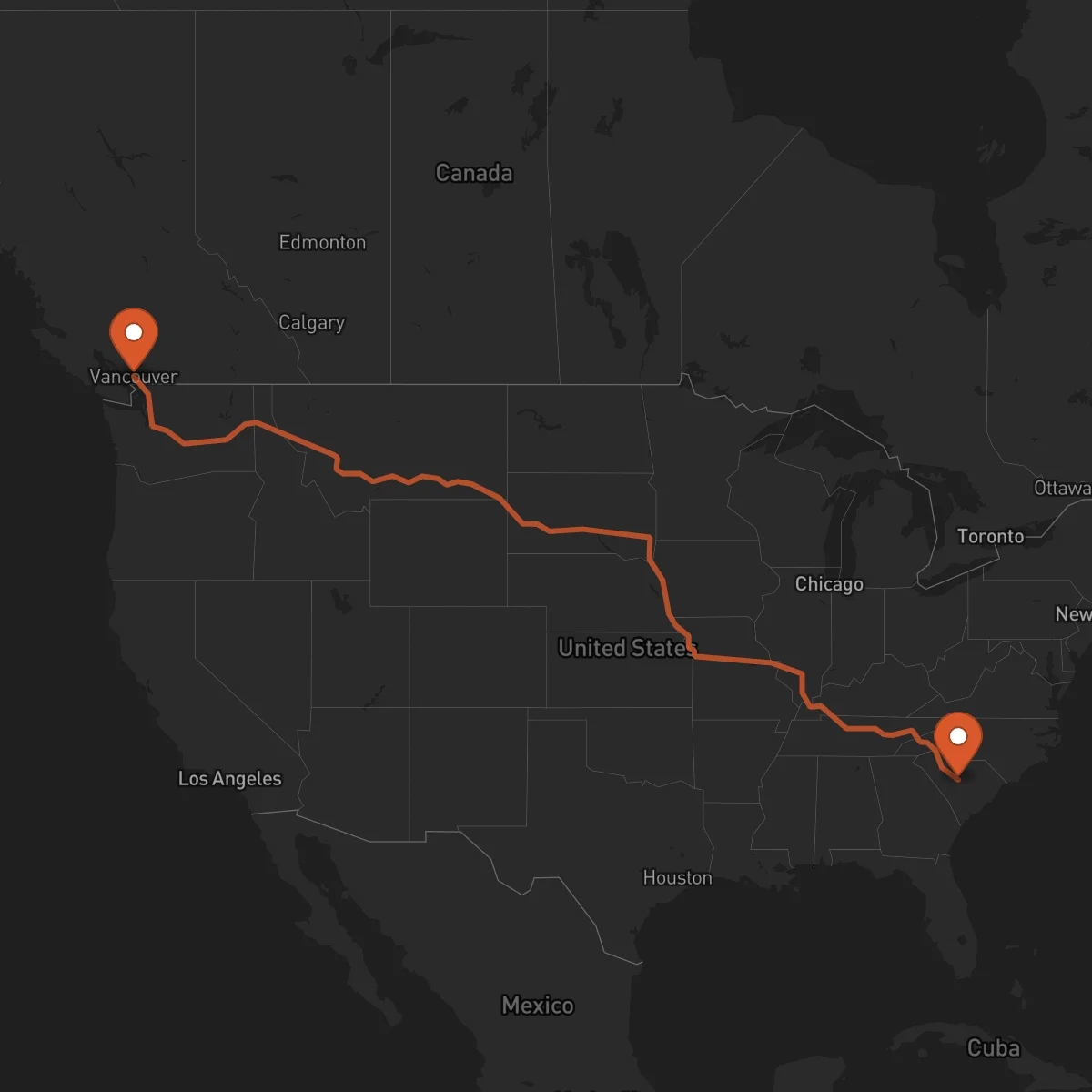 Ruta Vancouver - Columbia