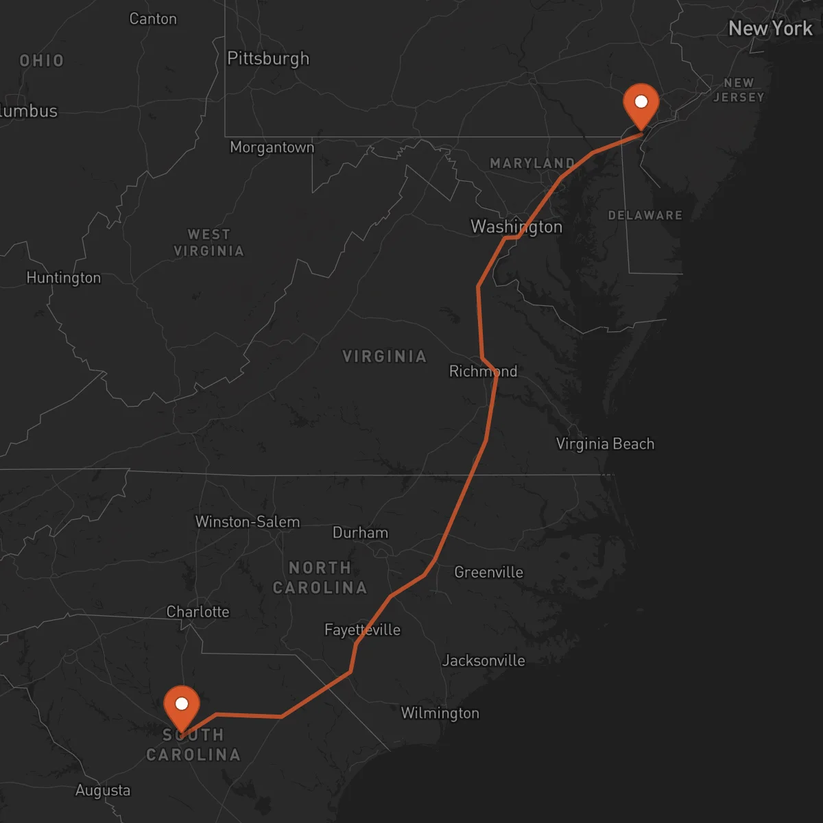 Ruta Columbia - Wilmington