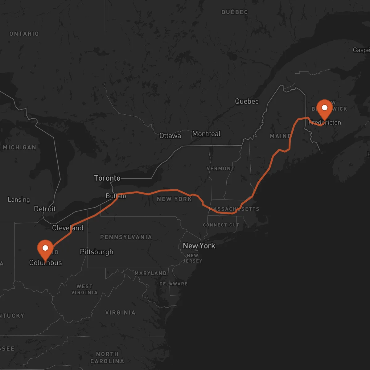 Ruta Columbus - Fredericton