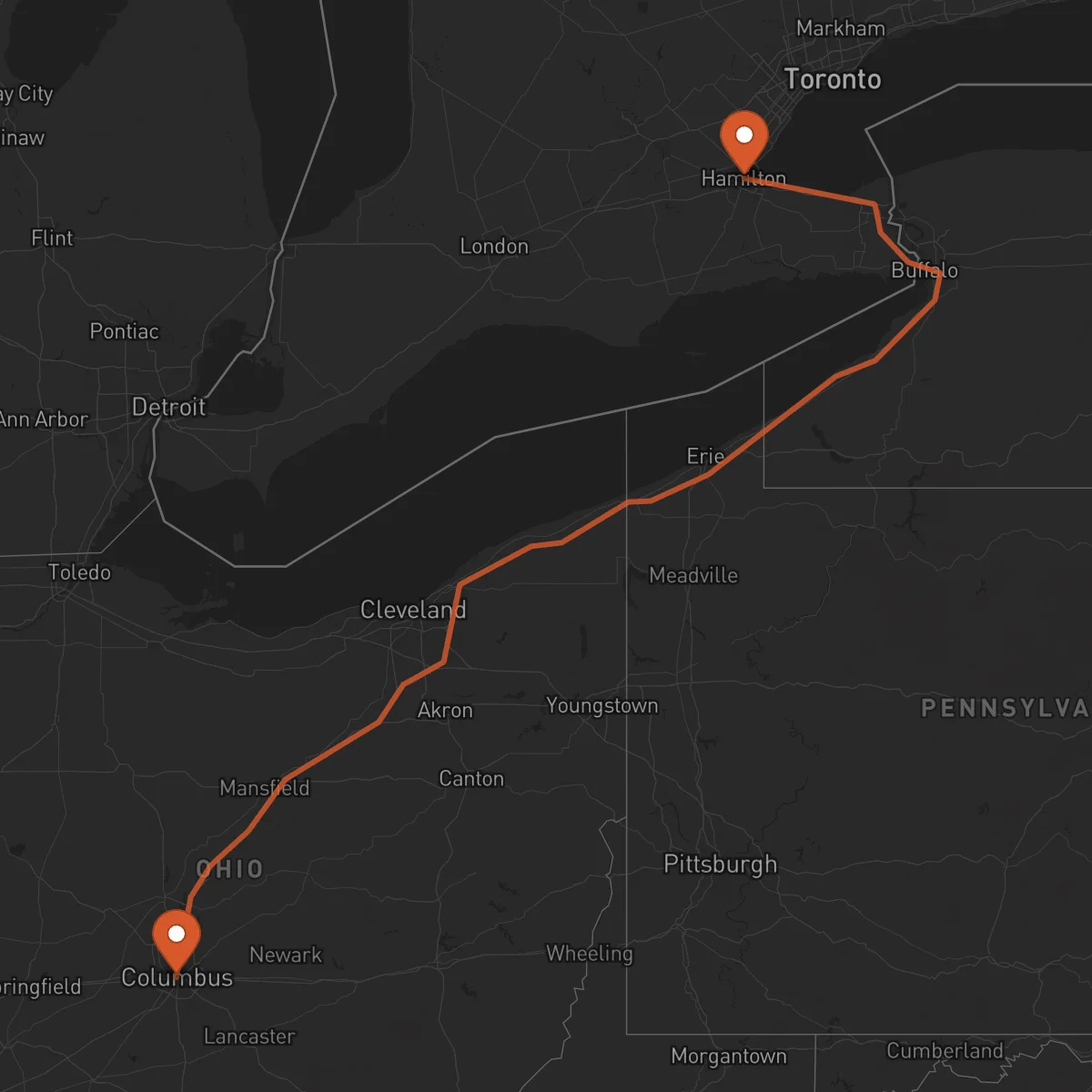 Ruta Columbus - Hamilton