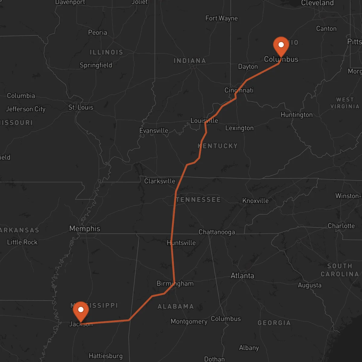 Ruta Columbus - Jackson
