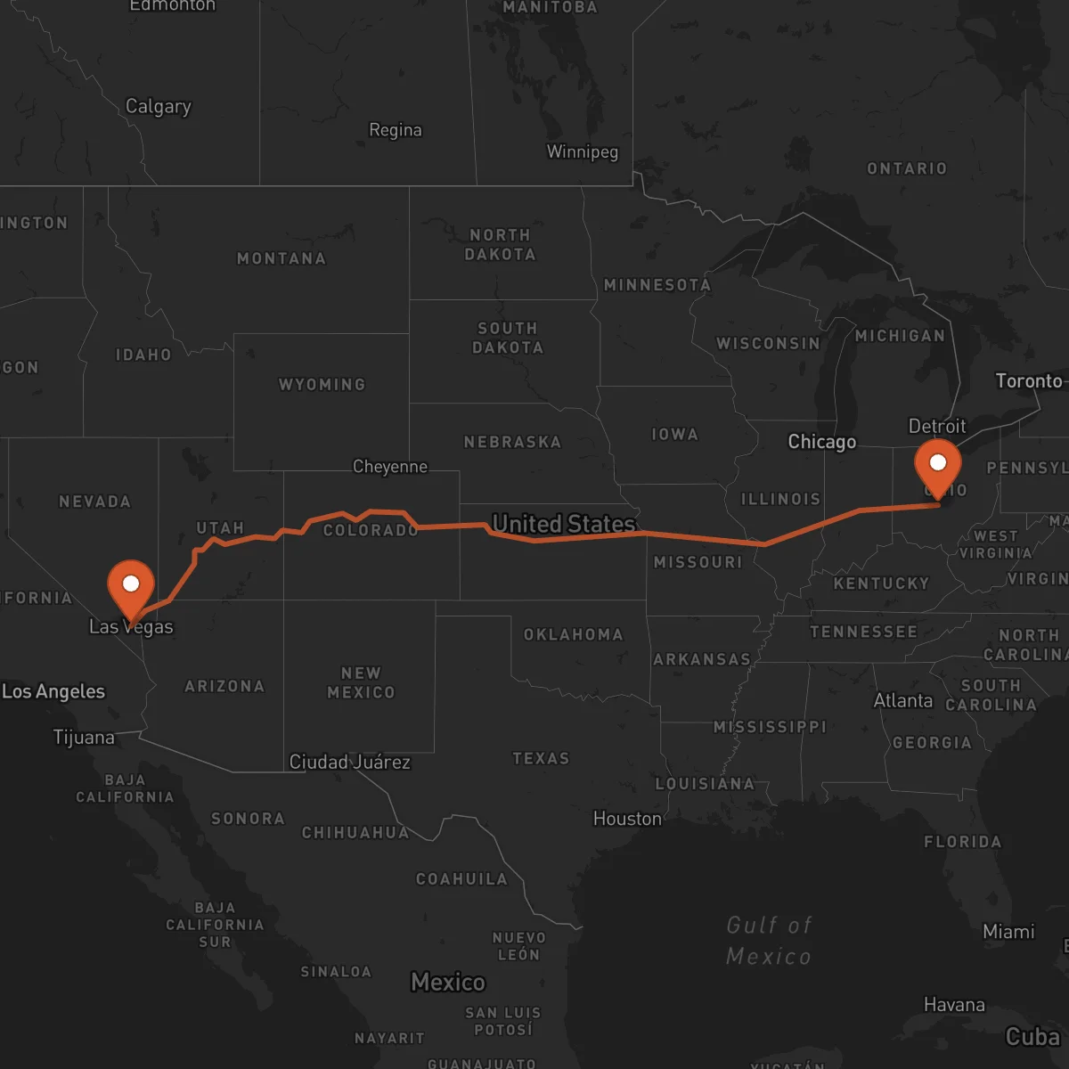 Ruta Columbus - Las Vegas