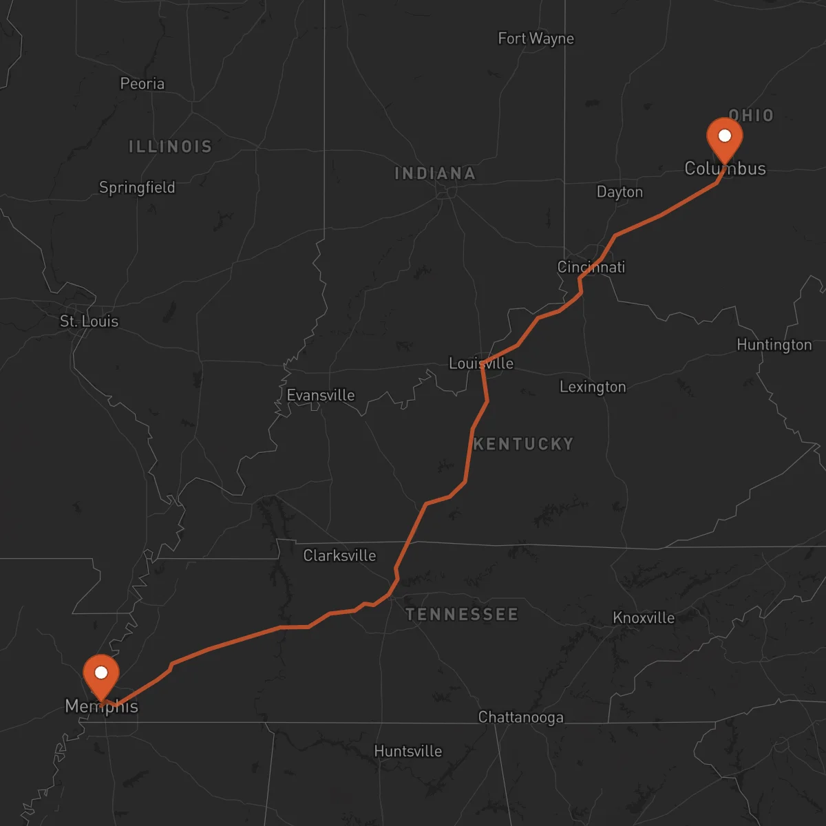 Ruta Columbus - Memphis