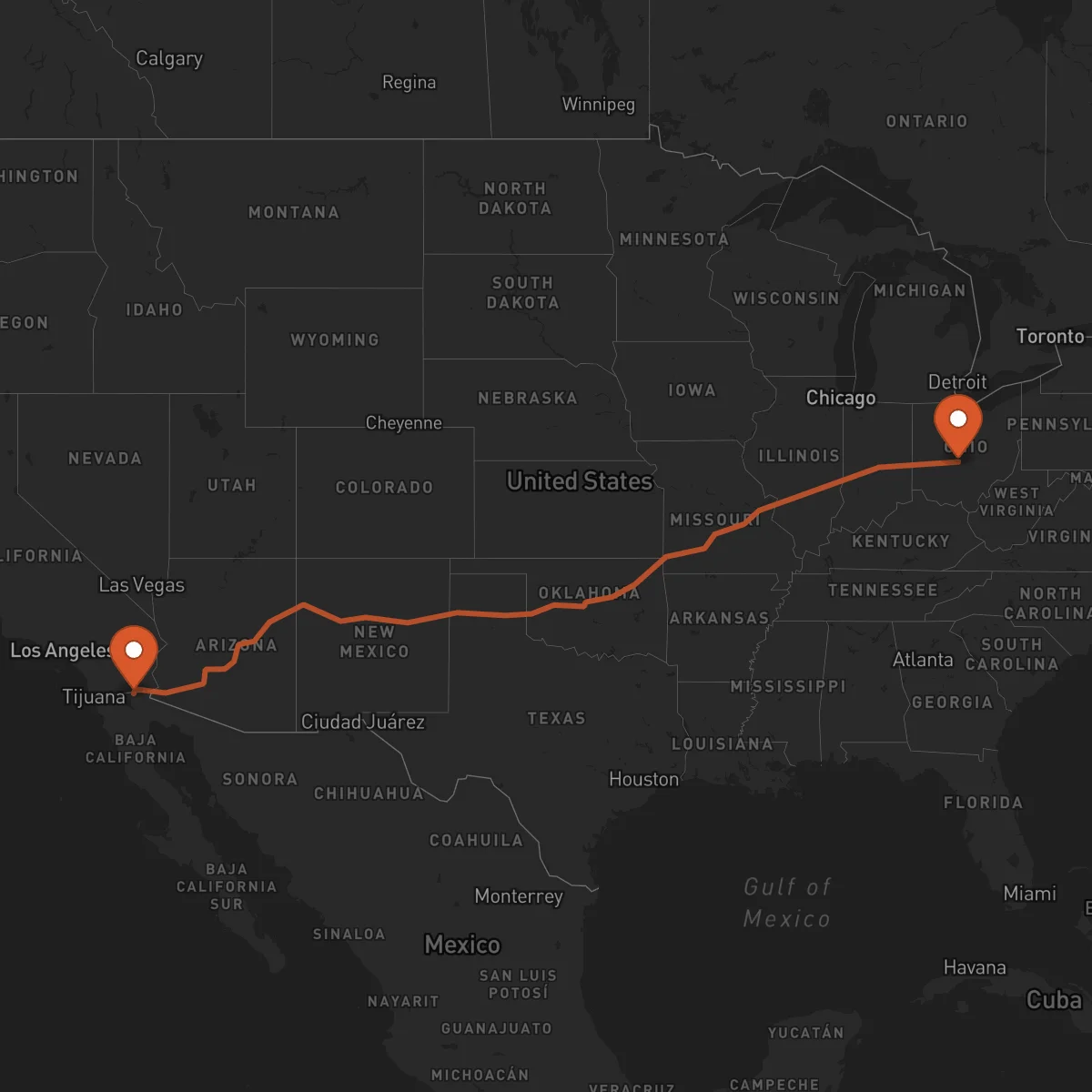 Ruta Mexicali - Columbus