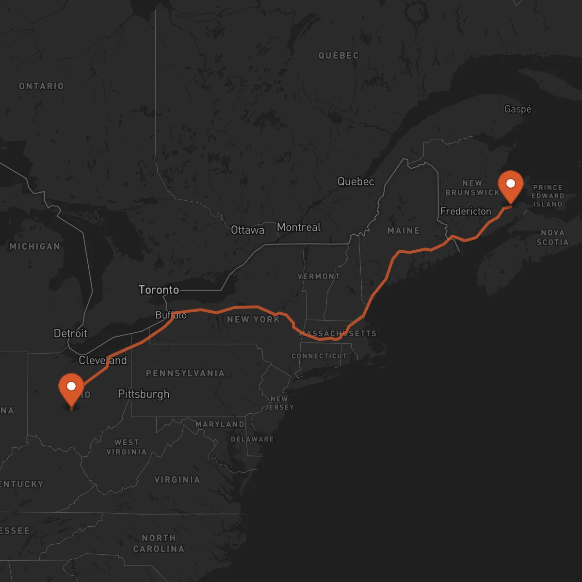 Ruta Columbus - Moncton