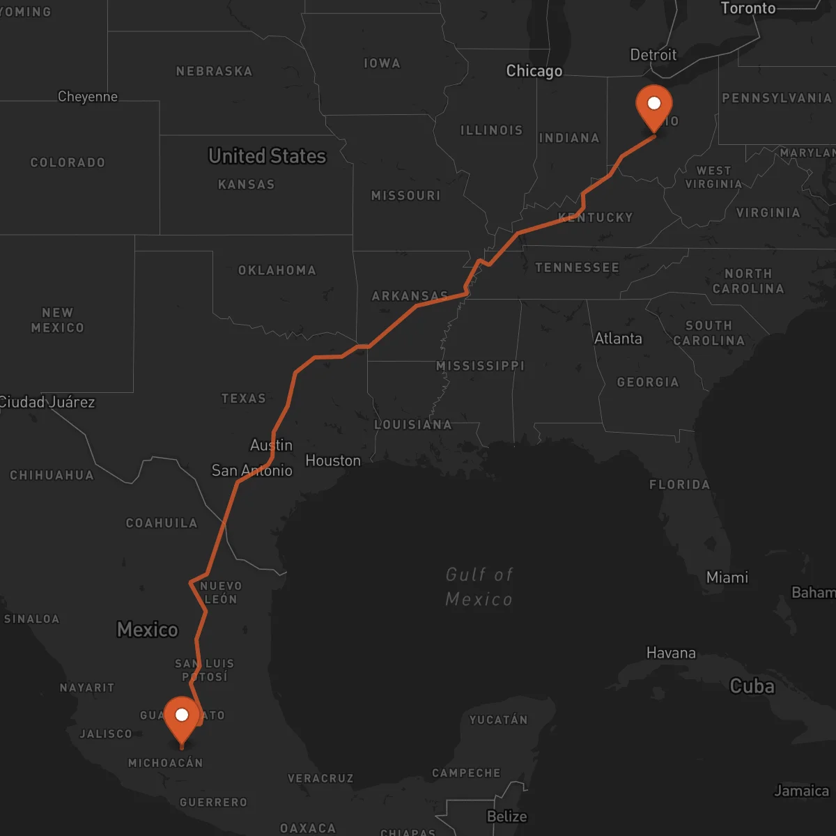 Ruta Columbus - Morelia