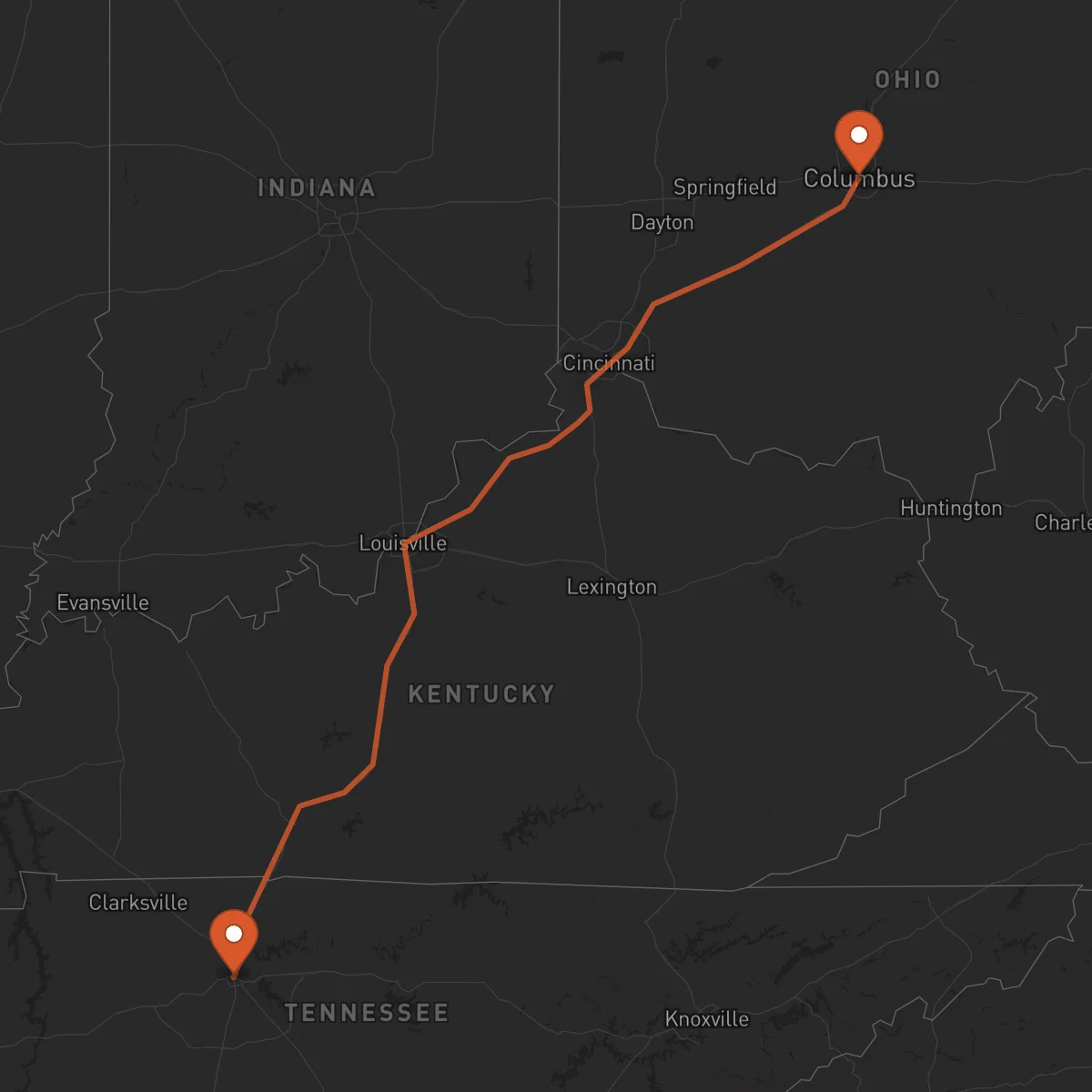 Ruta Columbus - Nashville