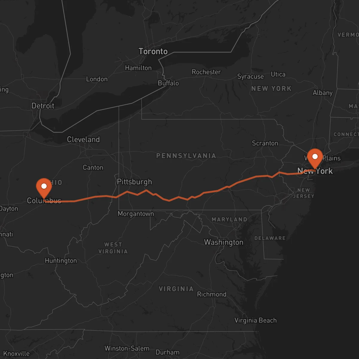 Ruta New York - Columbus