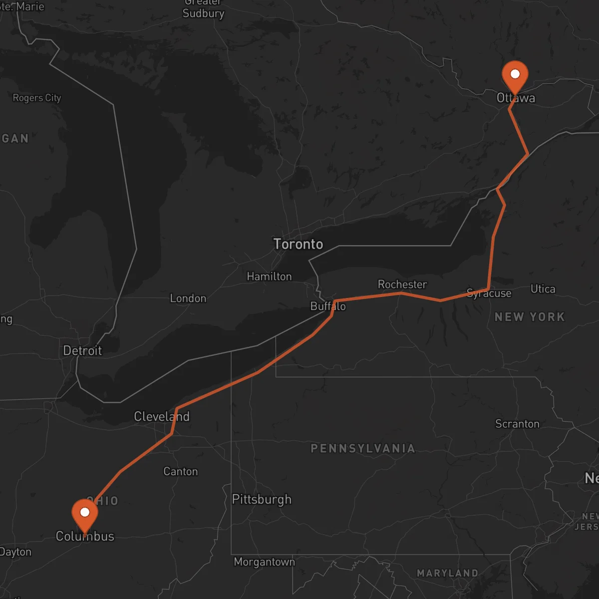 Ruta Ottawa - Columbus