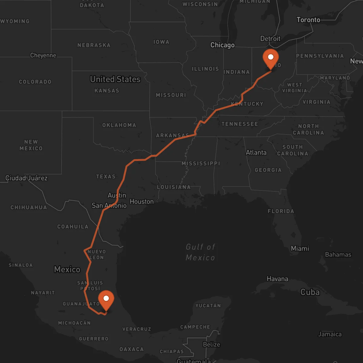 Ruta Columbus - Pachuca de Soto