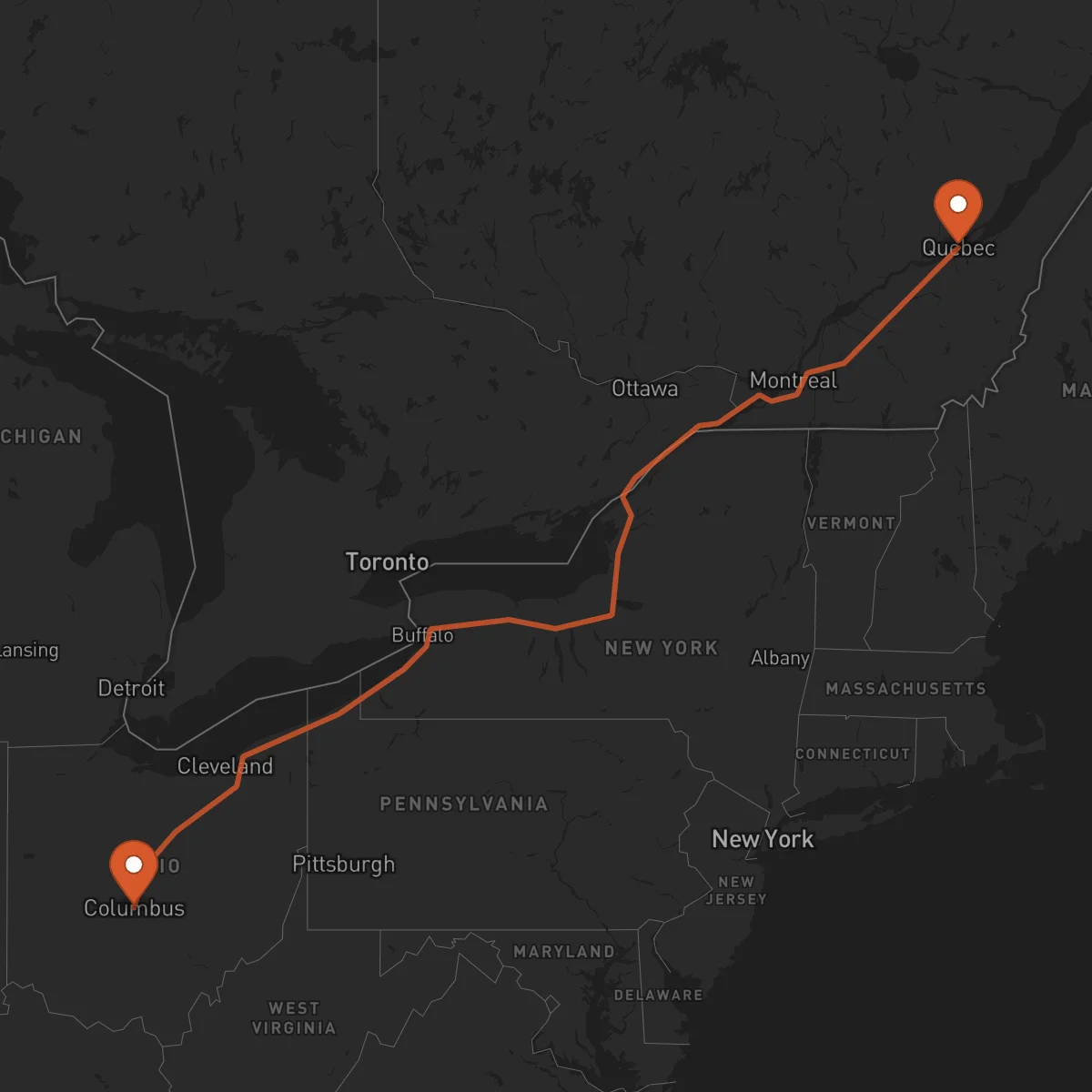 Ruta Columbus - Quebec City