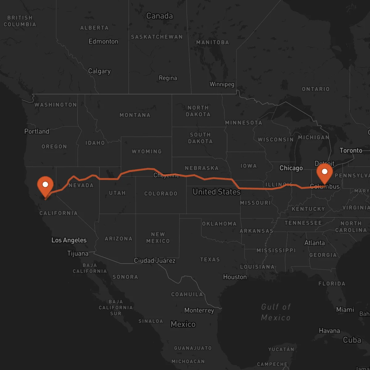 Ruta Columbus - Sacramento