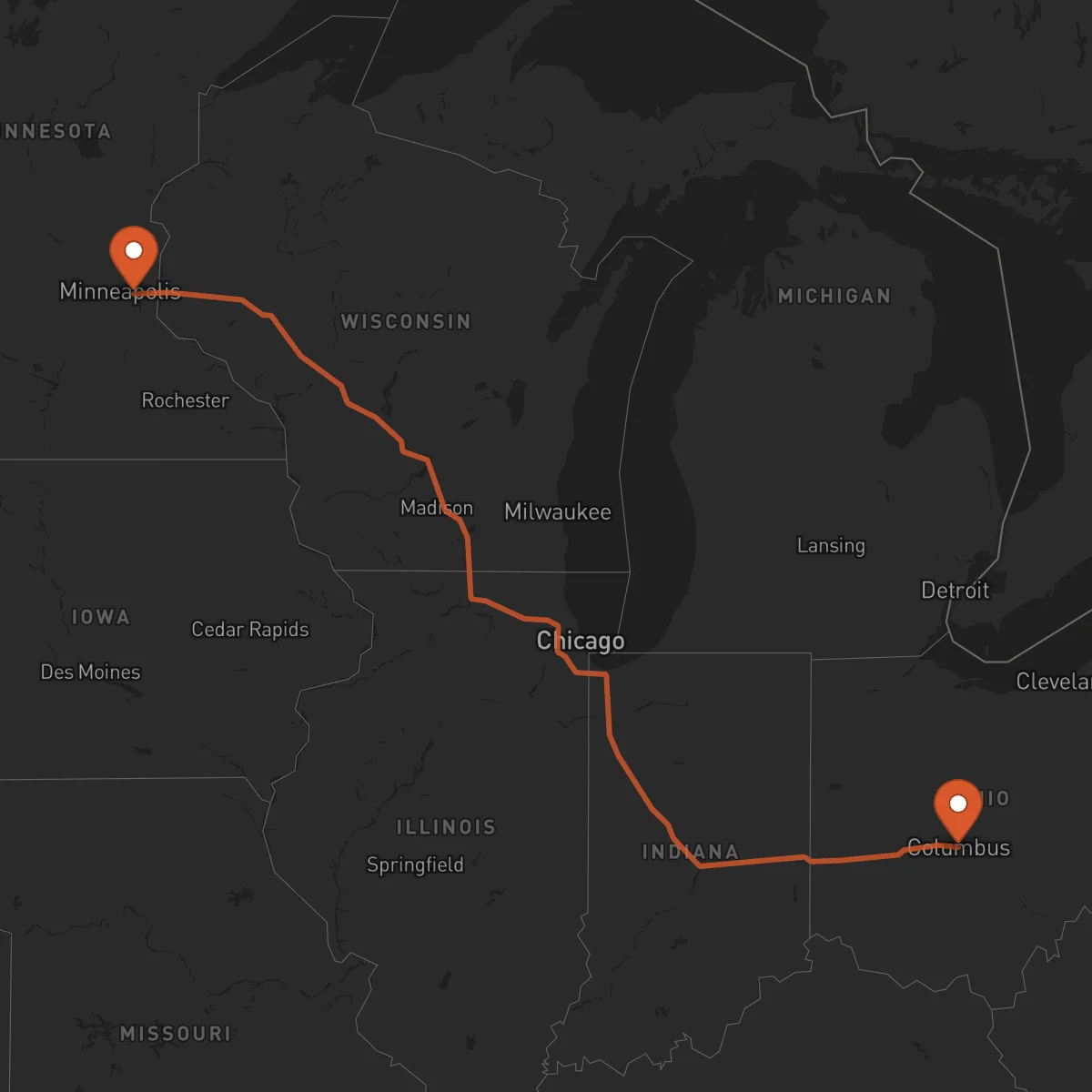 Ruta Columbus - Saint Paul