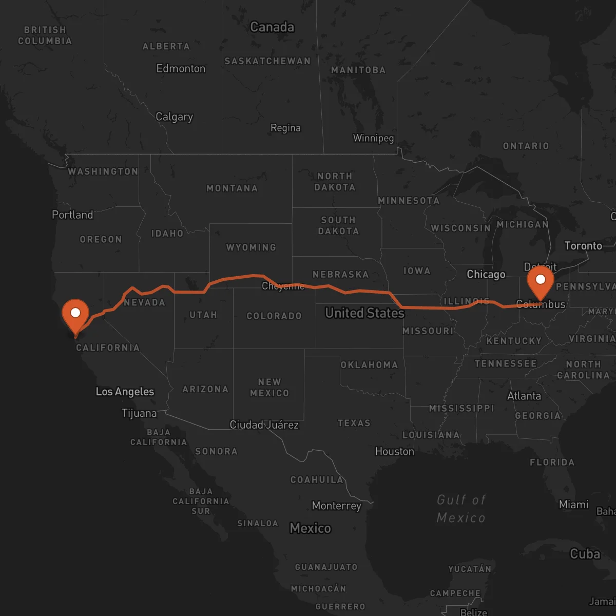 Ruta San Francisco - Columbus