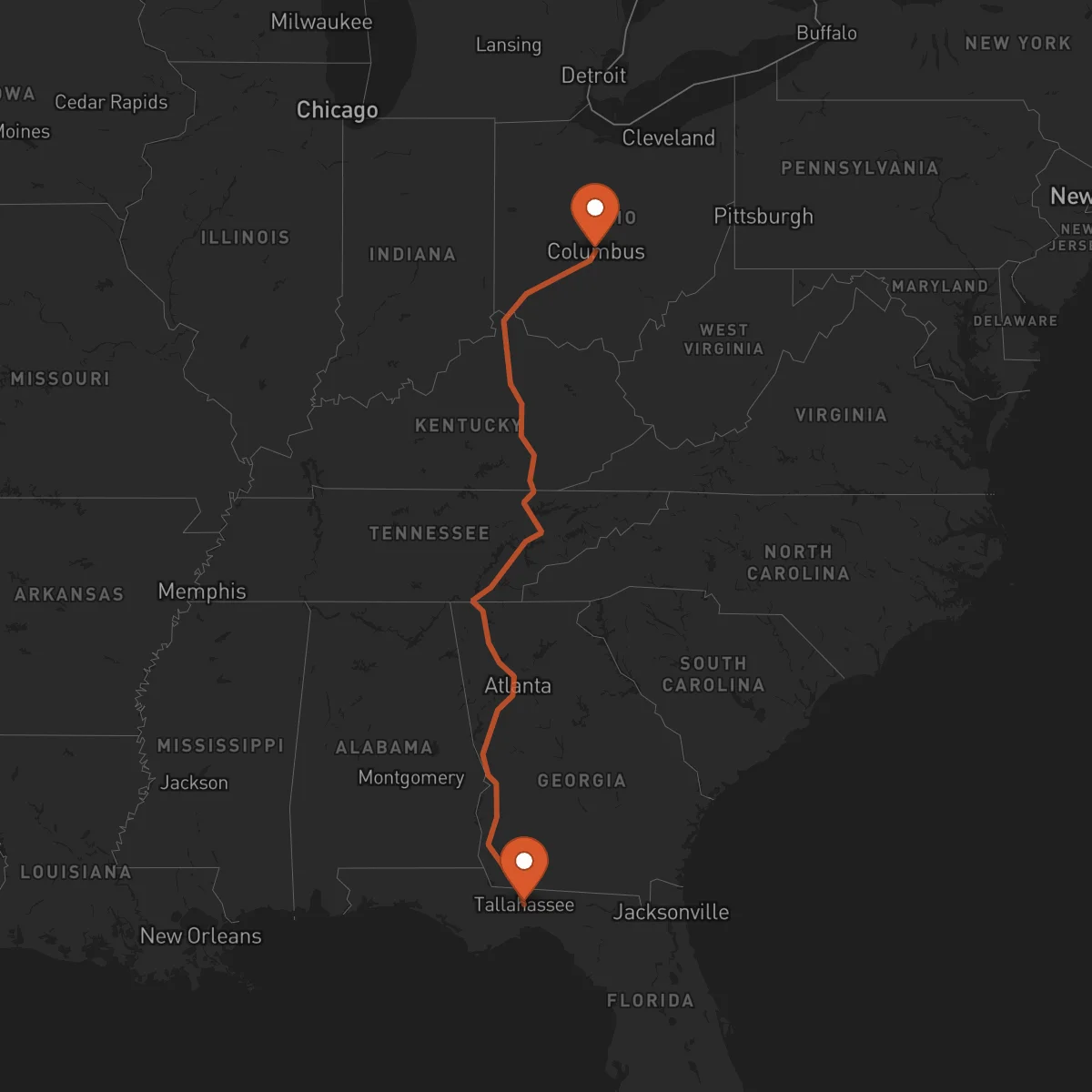 Ruta Columbus - Tallahassee