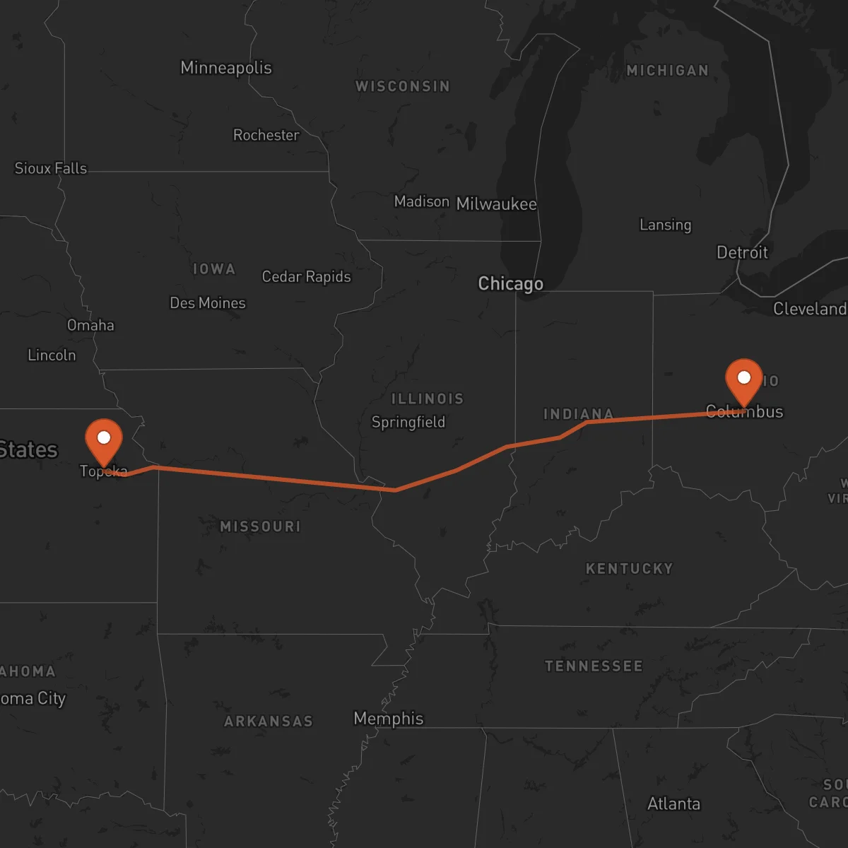 Ruta Columbus - Topeka