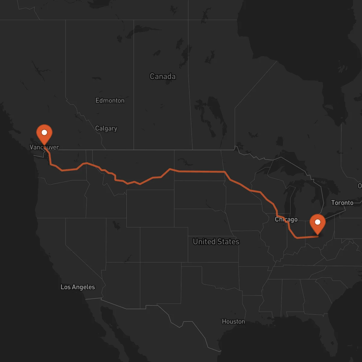 Ruta Columbus - Vancouver