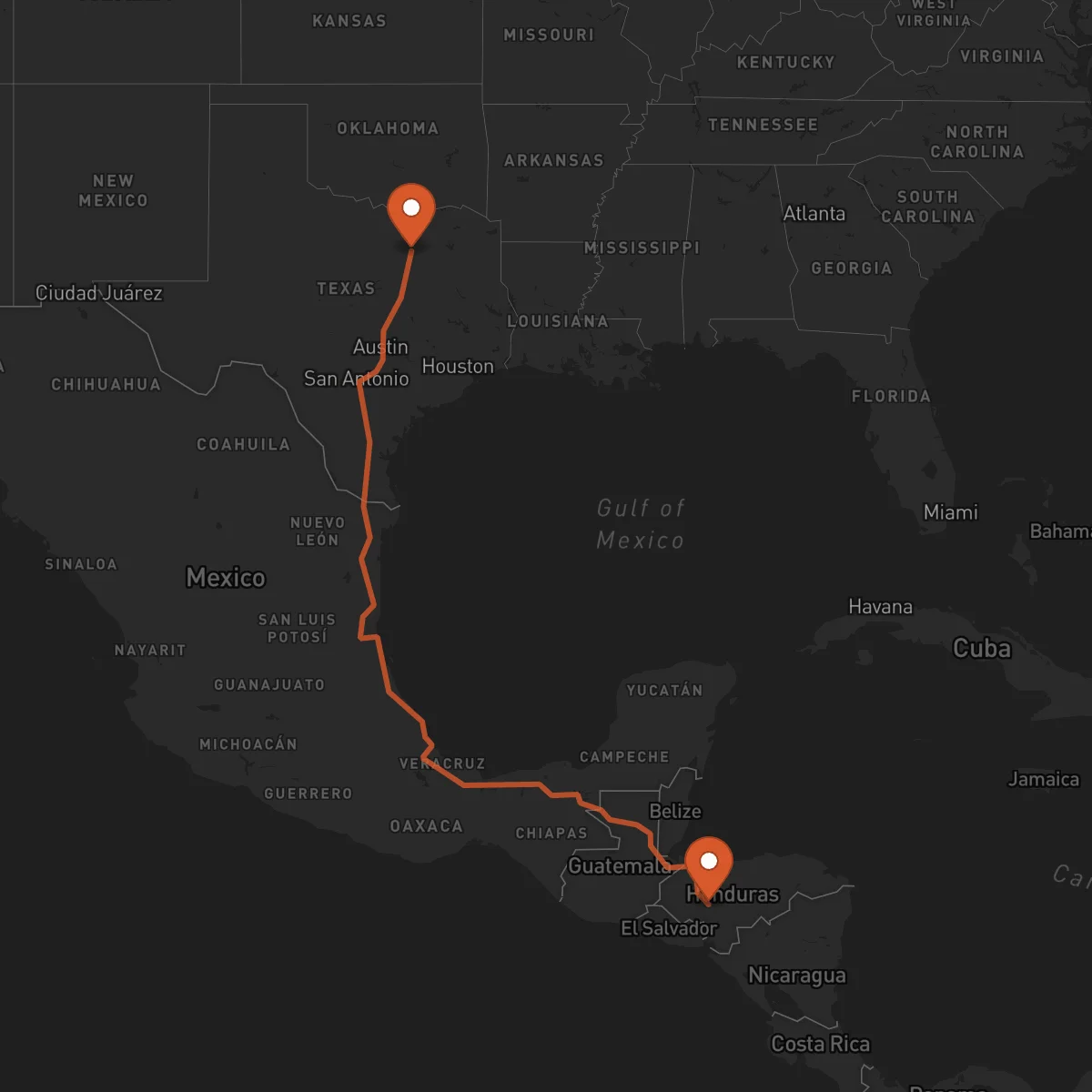 Ruta Dallas - Comayagua