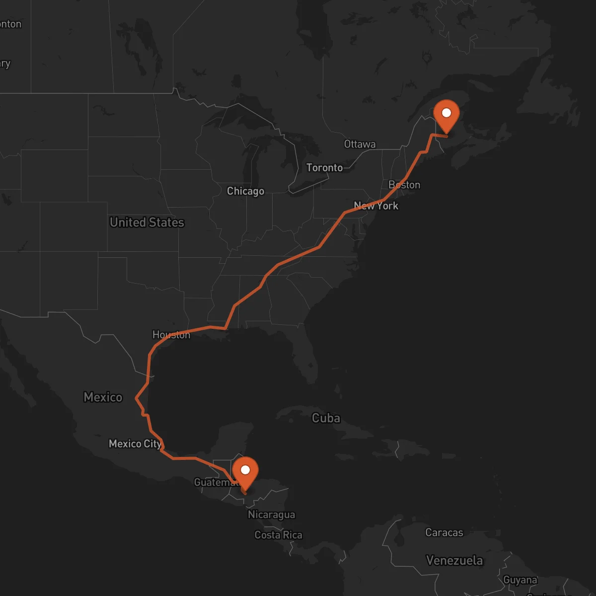 Ruta Comayagua - Fredericton