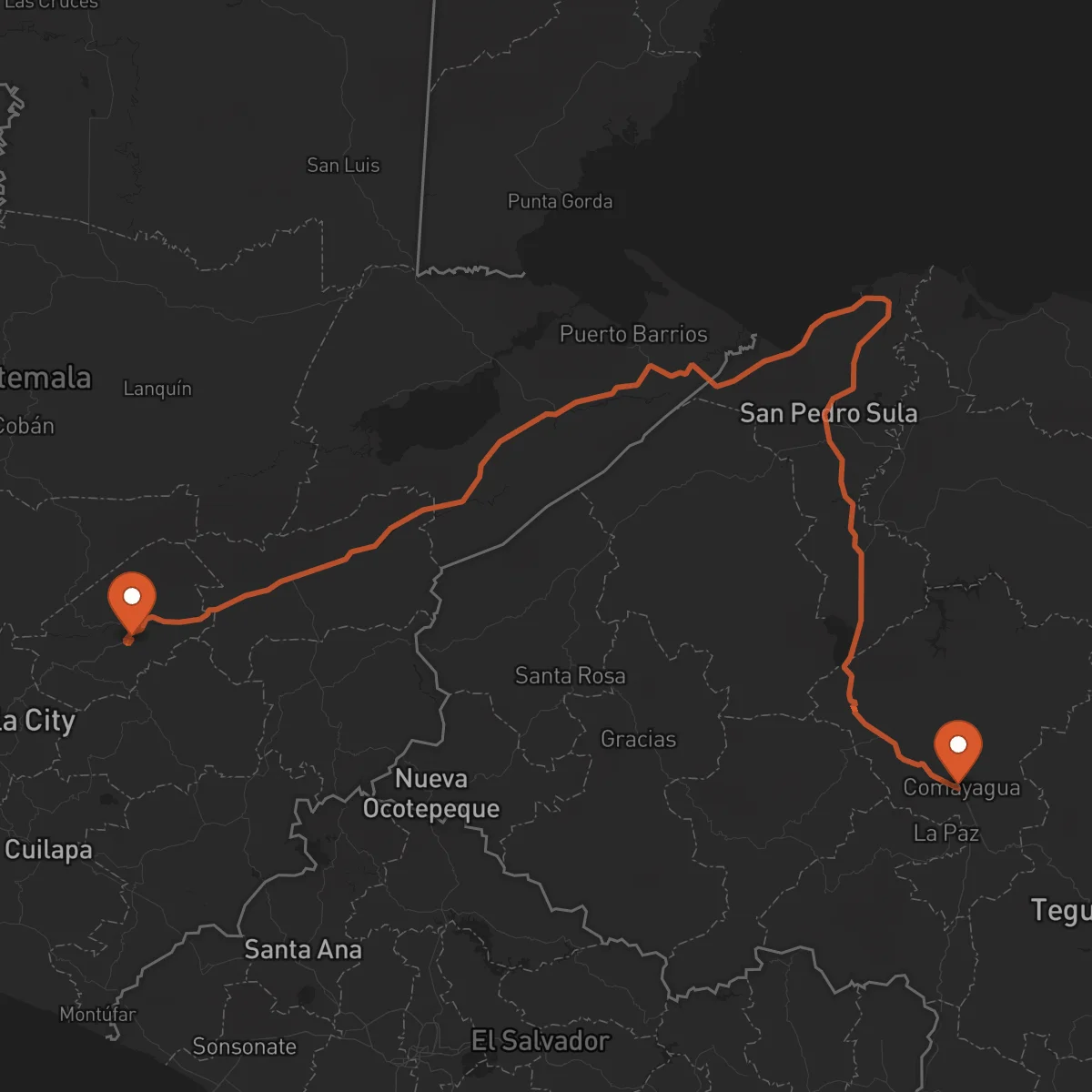 Ruta Comayagua - Guastatoya