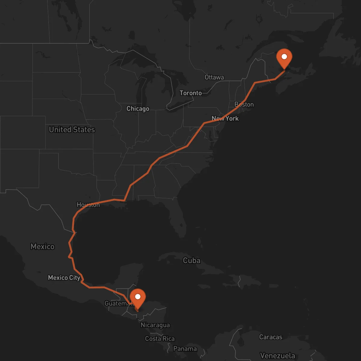 Ruta Moncton - Comayagua