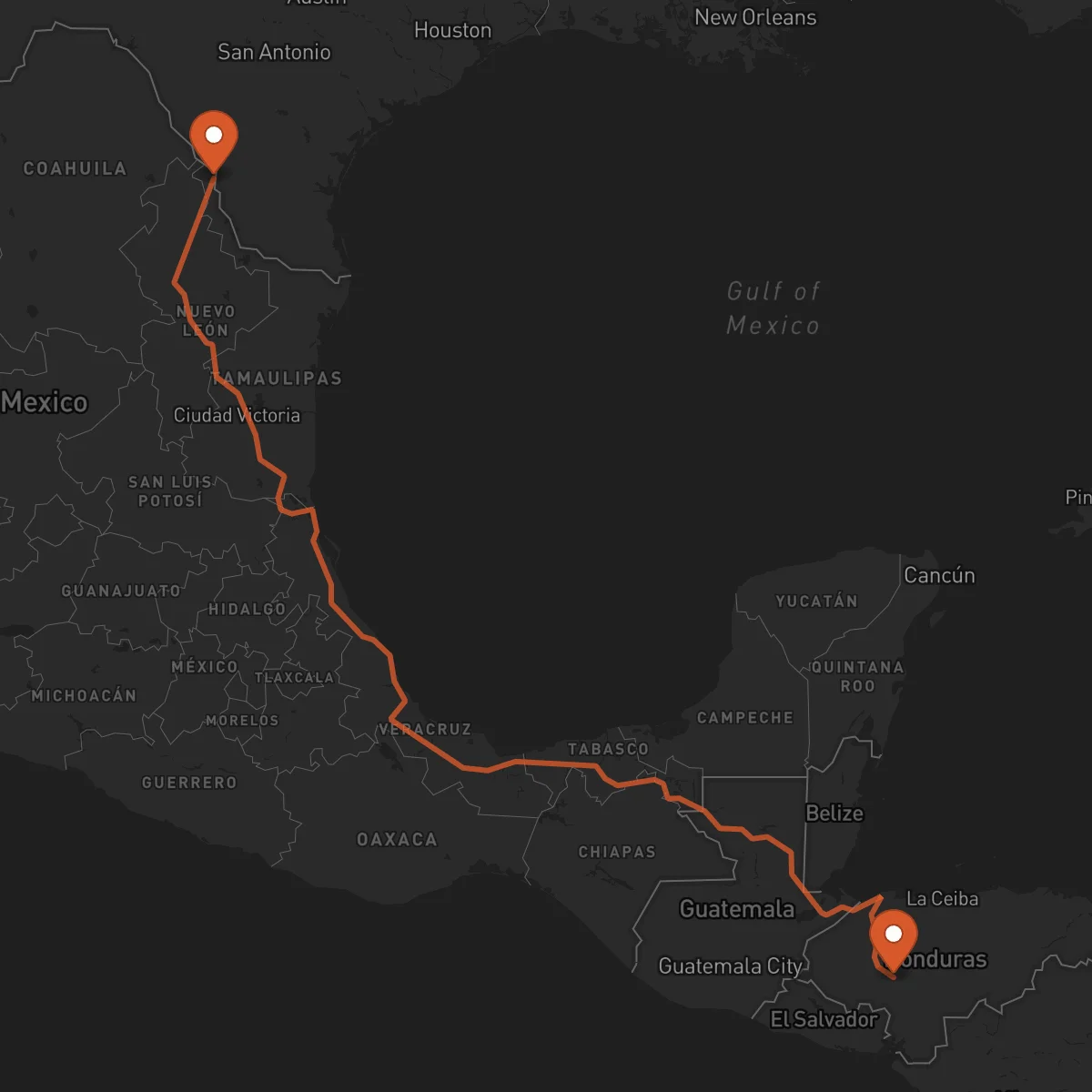 Ruta Comayagua - Nuevo Laredo