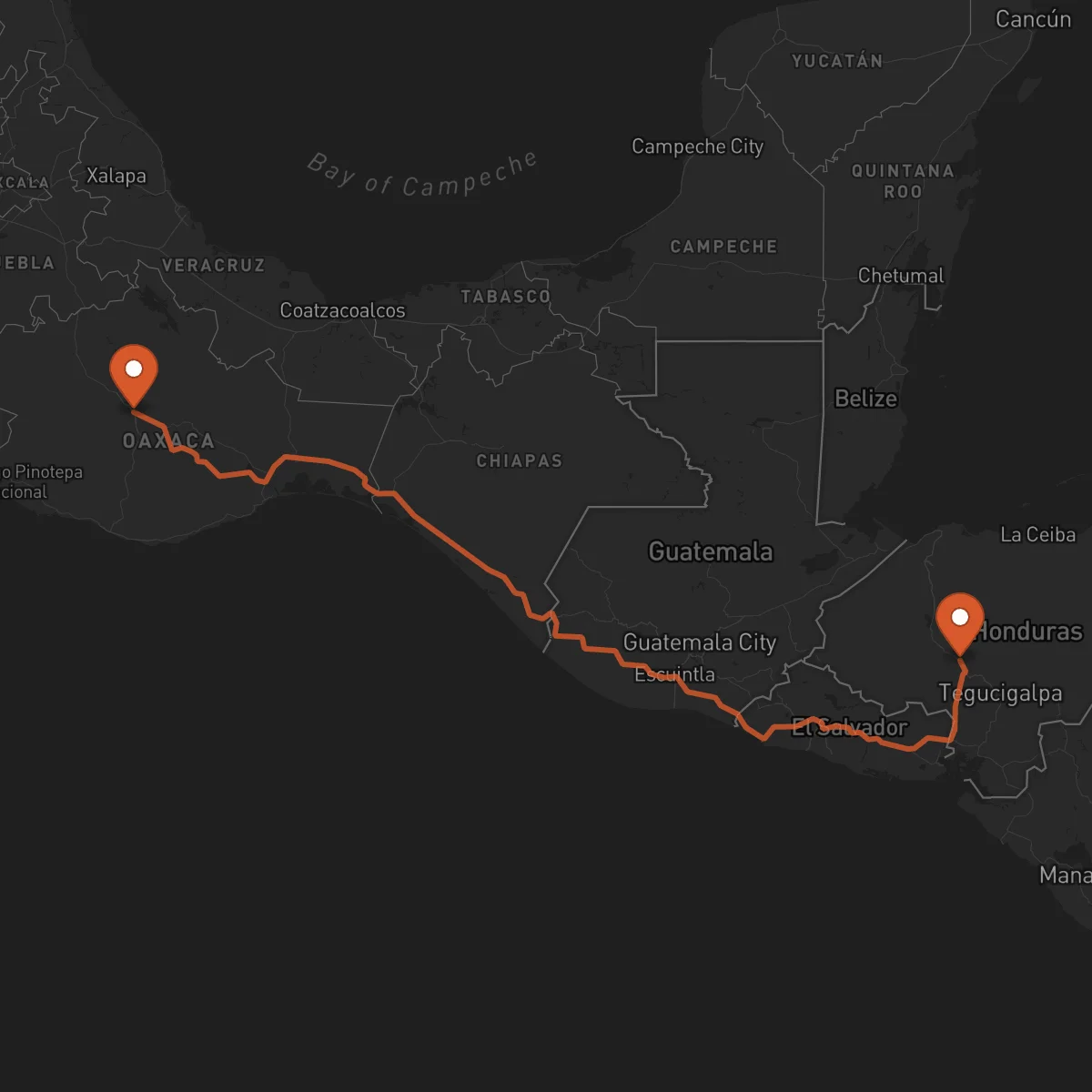 Ruta Oaxaca de Juárez - Comayagua