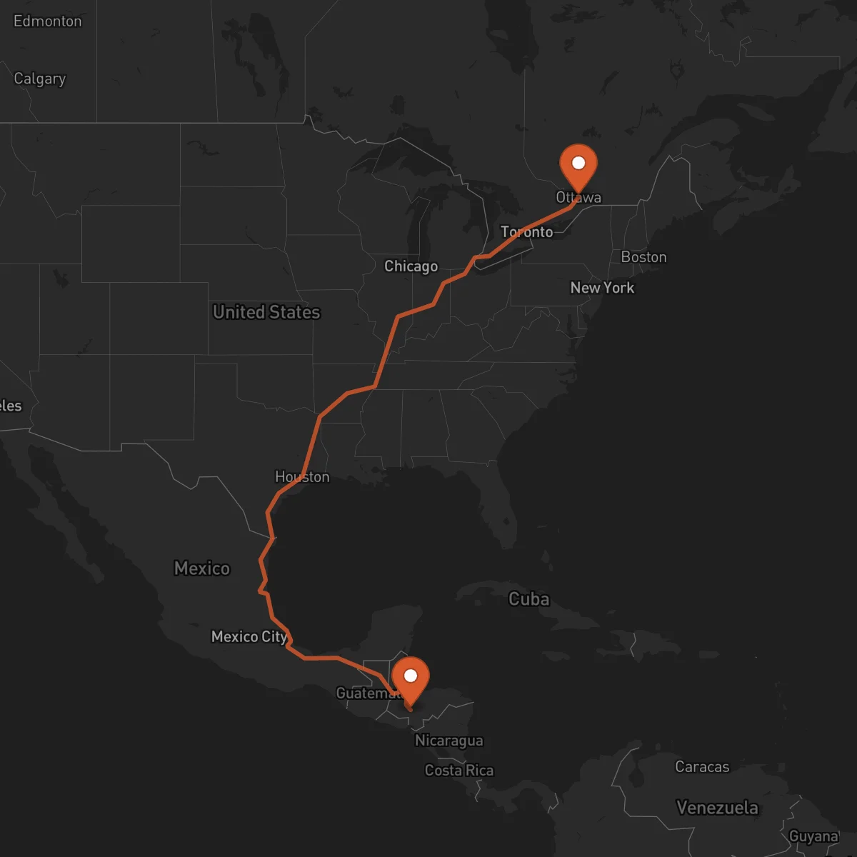 Ruta Comayagua - Ottawa