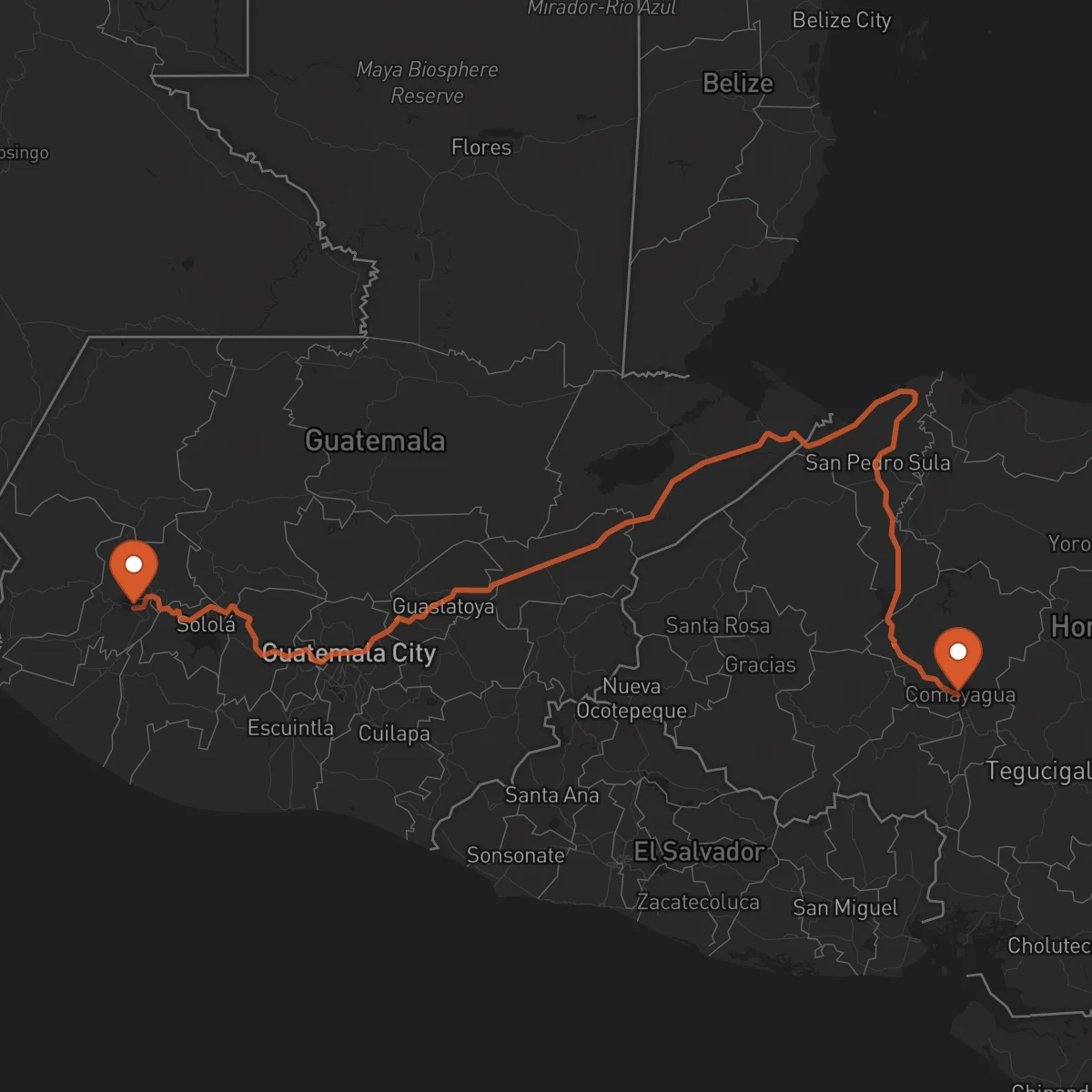 Ruta Quetzaltenango - Comayagua