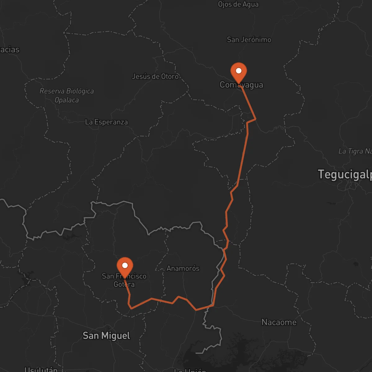 Ruta San Francisco Gotera - Comayagua