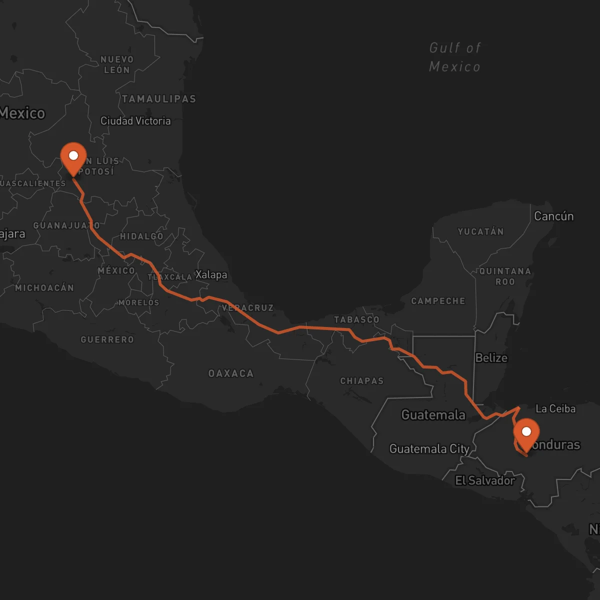 Ruta San Luis Potosí - Comayagua