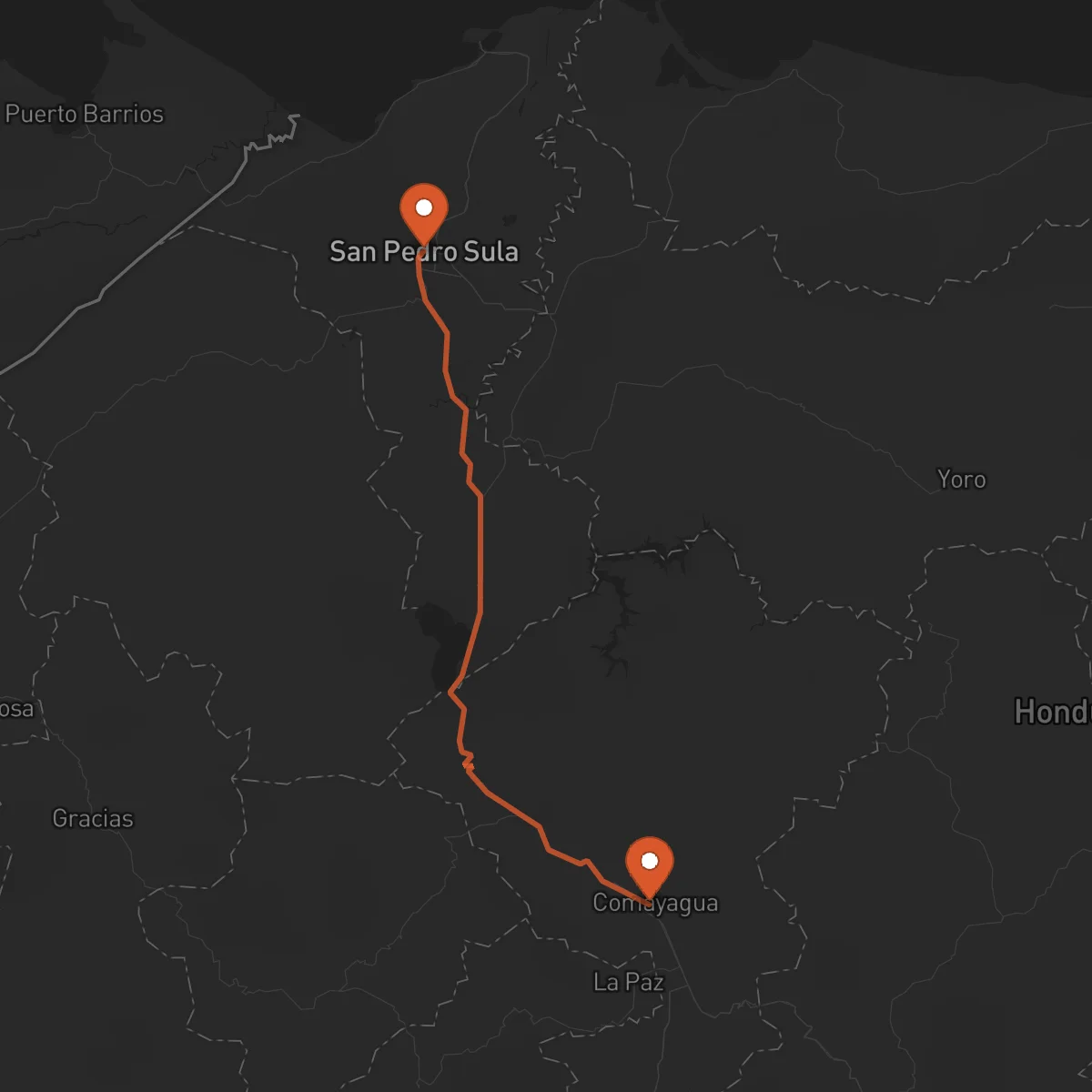 Ruta Comayagua - San Pedro Sula