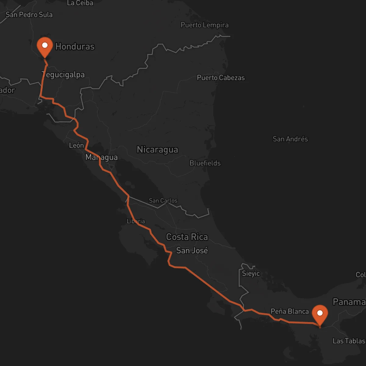Ruta Comayagua - Santiago de Veraguas