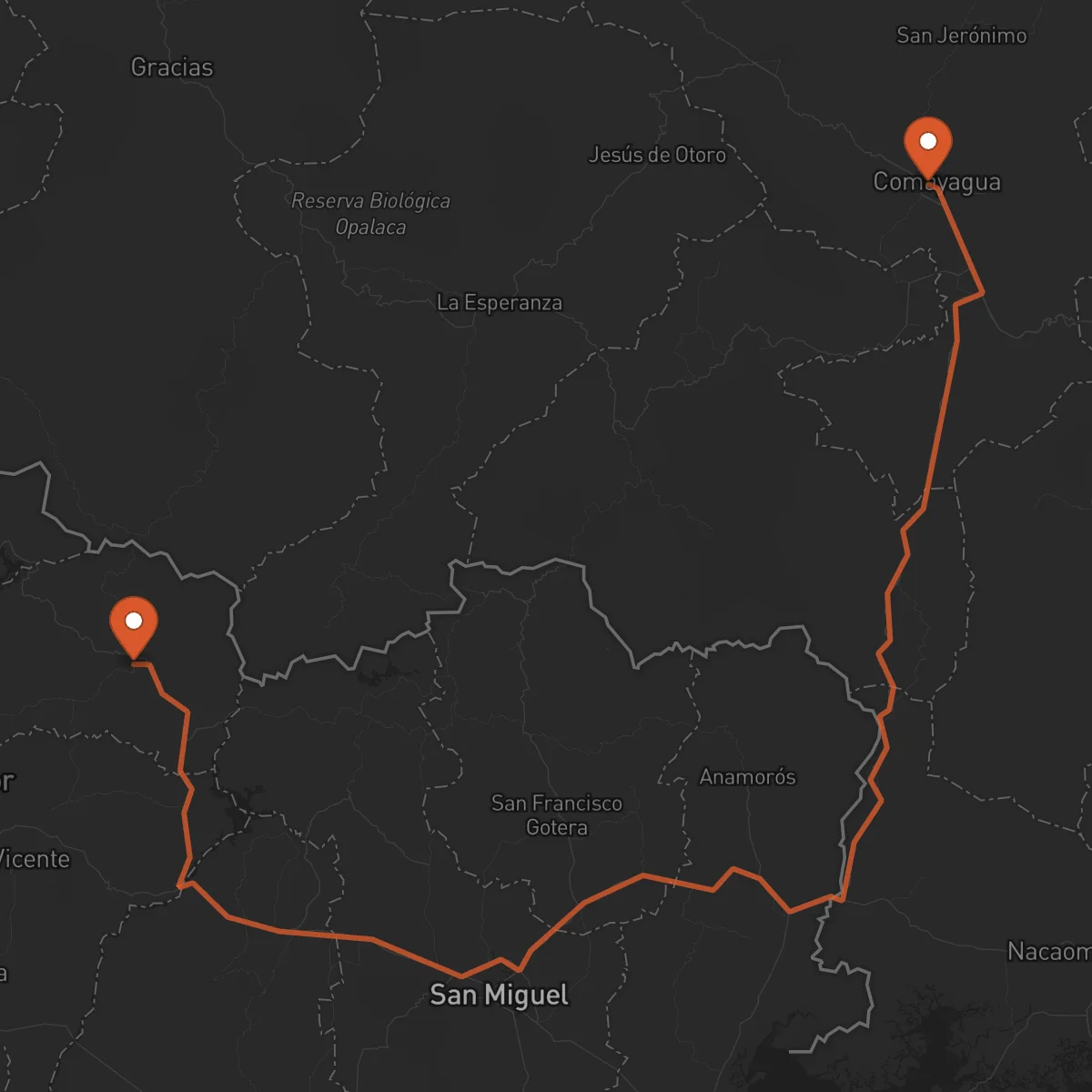 Ruta Comayagua - Sensuntepeque