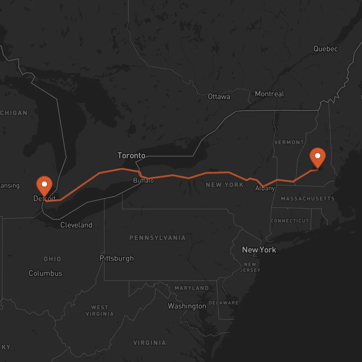 Ruta Concord - Detroit