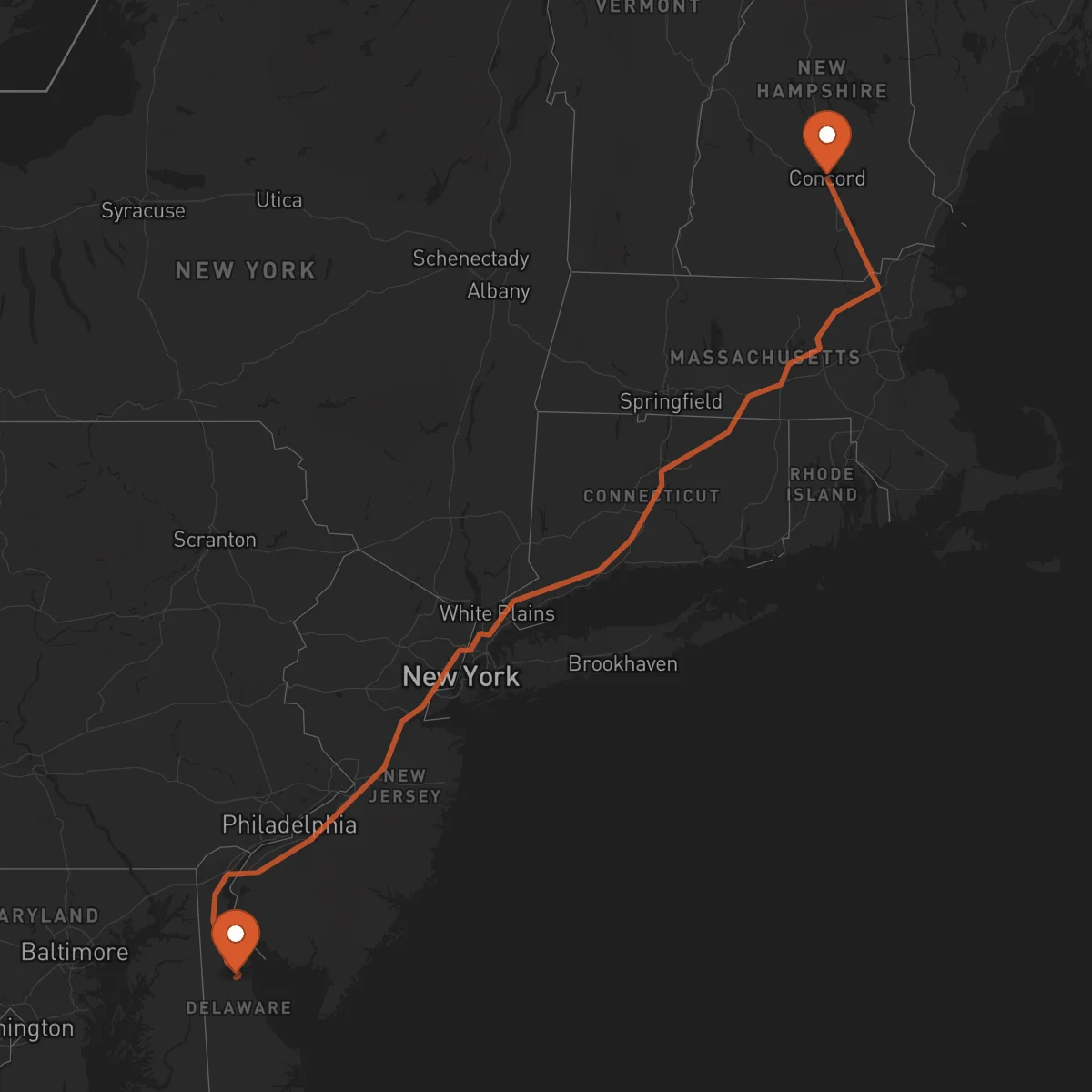 Ruta Concord - Dover