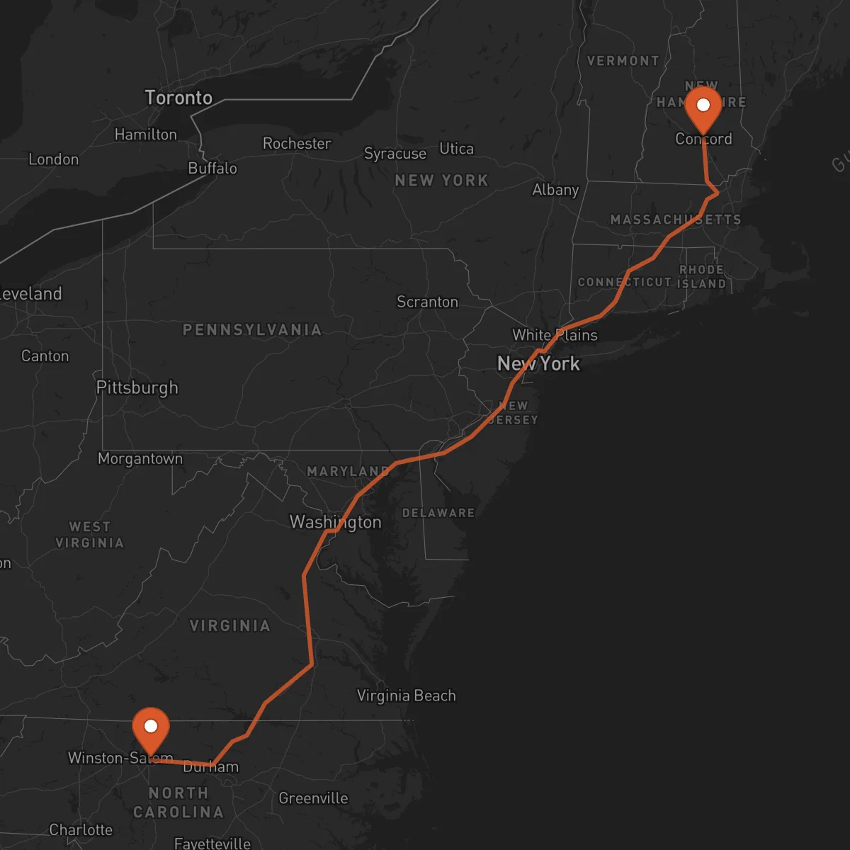 Ruta Concord - Greensboro