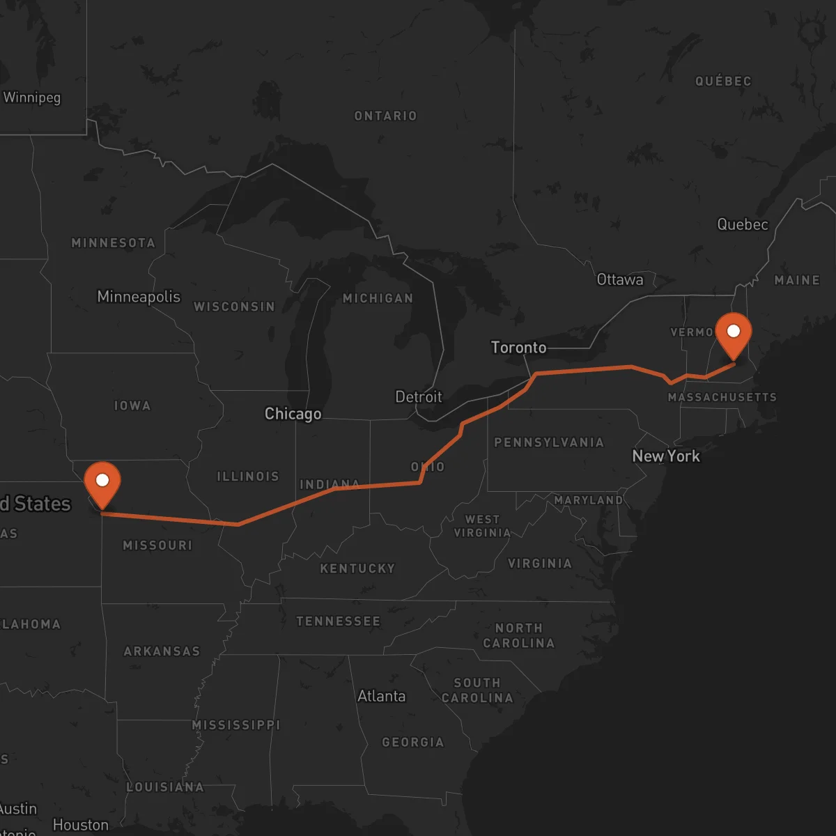 Ruta Kansas City - Concord