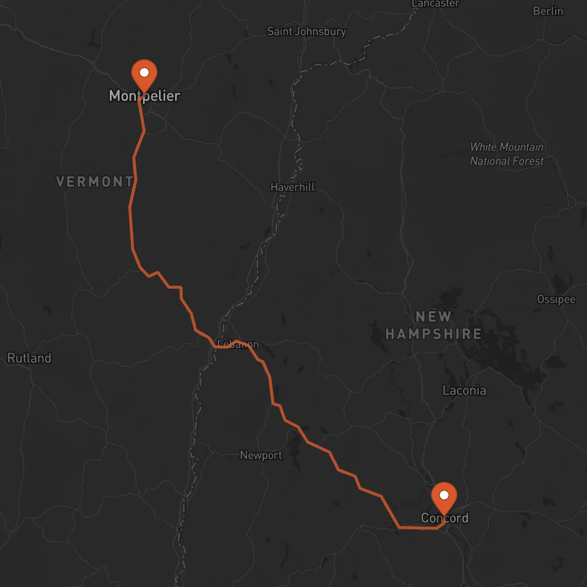 Ruta Montpelier - Concord
