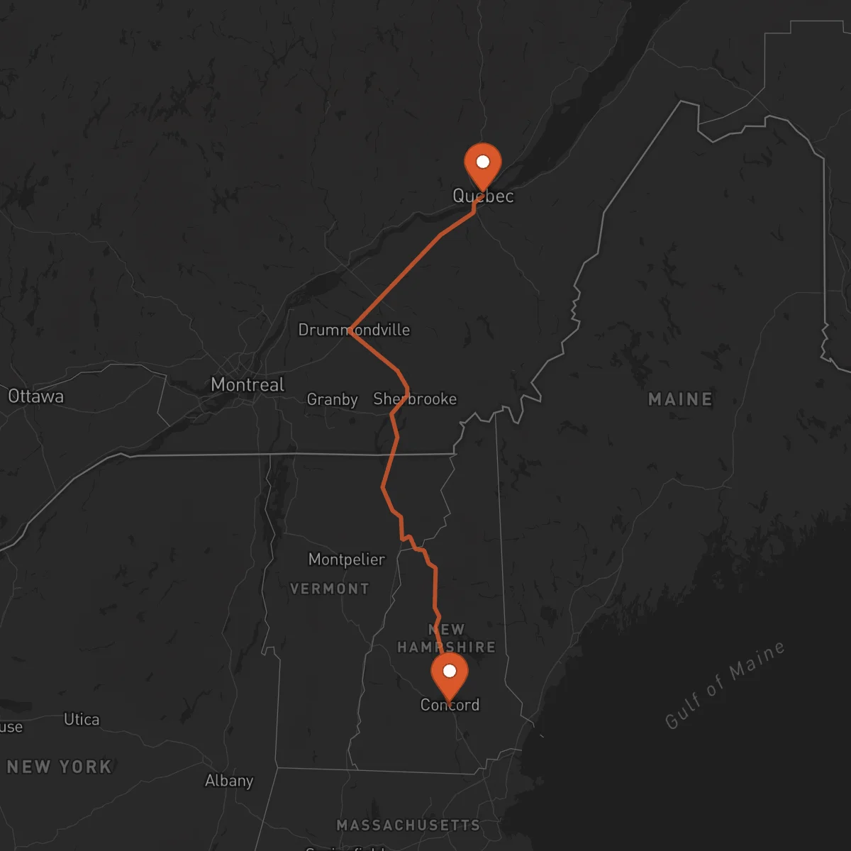 Ruta Concord - Quebec City